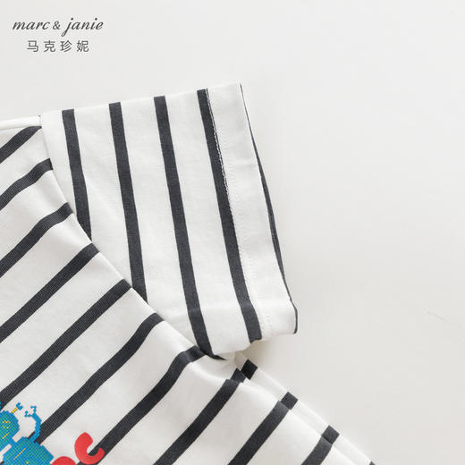 马克珍妮男童机器人条纹短袖T恤儿童宽松纯棉上衣夏装新款240531 商品图5