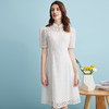 EITIE爱特爱温柔小白裙新中式立领盘扣泡泡袖连衣裙夏季新款B2407326 商品缩略图1