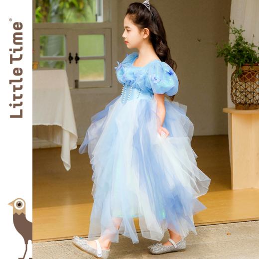 littletime女童连衣裙2024春夏新款短袖中大儿童洋气泡泡袖公主裙 商品图1