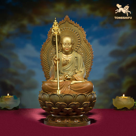 铜师傅 铜摆件《地藏王菩萨》铜工艺品桌面客厅家居装饰品摆件 商品图0