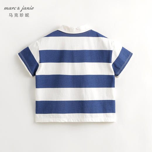 马克珍妮男童休闲学院条纹短袖polo衫儿童纯棉上衣夏装新款240399 商品图3