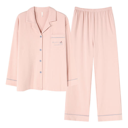 可人儿春秋季纯棉情侣睡衣韩版开衫女士长袖长裤可外穿家居服套装 商品图4