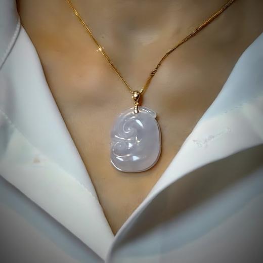 18k金扣冰种翡翠如意 商品图7