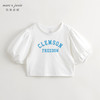 【棉感速干】马克珍妮女童泡泡袖字母短袖T恤儿童上衣夏装240780 商品缩略图1