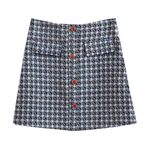 欧芮儿格子半身裙女新款2021高腰显瘦法式时尚小香风a字短裙 商品图5