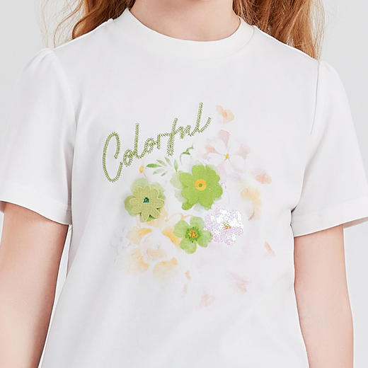 笛莎Deesha T恤2024夏季新款时尚满印短袖T恤 商品图4