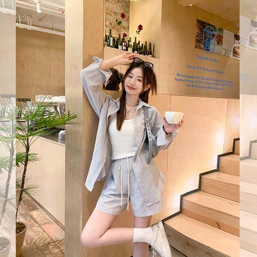 <曾小咸推荐>【休闲日常】蓝色条纹休闲套装 商品图0