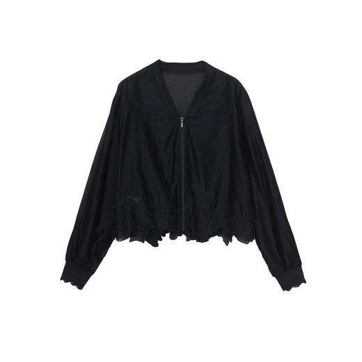 谜底短外套长袖女2024年夏新品设计感百搭下摆绣花薄款242MW0632 商品图4