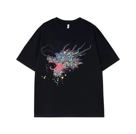 T579春夏新品男士T恤宽松圆领时尚潮牌百搭夏季半袖卡通印花个性潮流