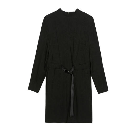 MIIDII谜底2022春款高端系列质感H型收腰圆领长袖连衣裙221GL0183 商品图4