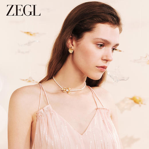 ZEGL设计师橘子花海系金色耳环女2024新款爆款高级感耳钉春夏耳饰 商品图3