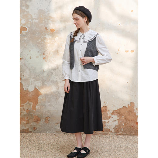 Famecoco范可儿羊毛提花针织马甲开衫女无袖马夹短款FAC1CA012 商品图4