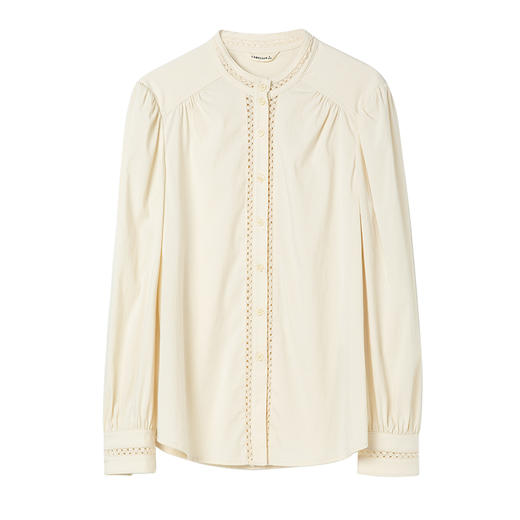 famecoco立领正肩设计感白衬衫女士优雅小众开身衬衣FAC1BH023 商品图4