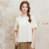 Famecoco范可儿花朵刺绣短袖t恤女圆领正肩宽松上衣 商品缩略图0