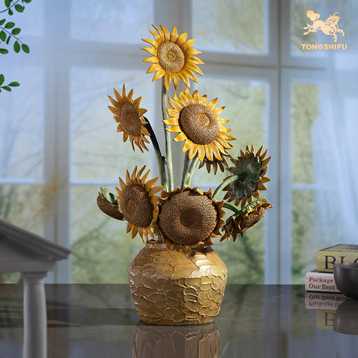 铜师傅 铜摆件《梵高向日葵》客厅桌面电视柜家居装饰礼品摆件 商品图0
