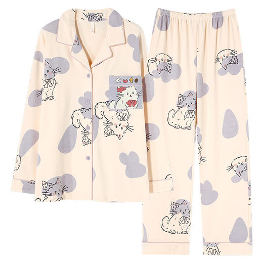 可人儿春秋季2024新款纯棉睡衣女韩版开衫长袖可外穿家居服套装 商品图4
