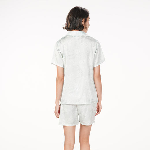 都市丽人生活家居春夏睡衣女哑光弹力色丁家居服薄款短袖短裤女士丝质套装LH41B7 商品图3