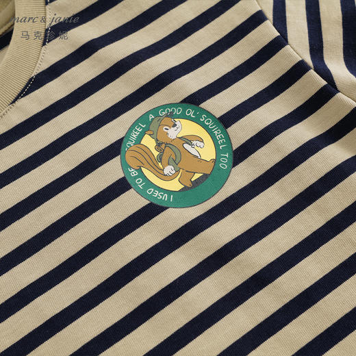 马克珍妮男童城市户外小松鼠条纹短袖T恤儿童上衣夏装新款240503 商品图4