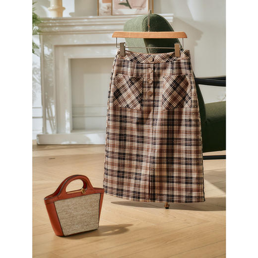 欧芮儿格子半身裙女2021新款小个子高腰显瘦休闲时尚包臀裙子 商品图2