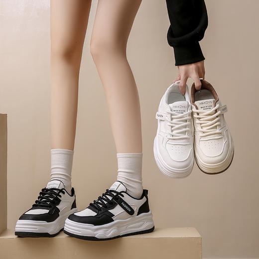 优选丨万沃厚底小白鞋女增高板鞋（4-312） 商品图3