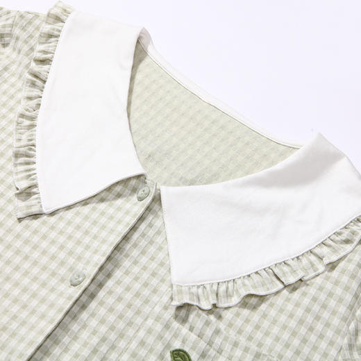 都市丽人生活家居春夏睡衣女针织人棉提花家居服薄款短袖短裤女士针织套装LH41C3 商品图6