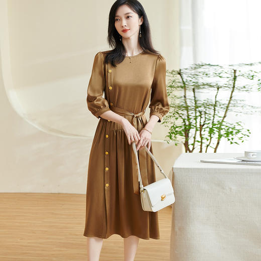 剩S/XL/XXL 米思阳2026春季新款独特设计感拼接连衣裙宽松显瘦醋酸a字裙0347 商品图0