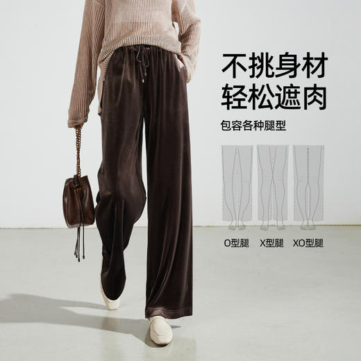 逸阳弹力金丝绒阔腿裤 丝滑垂顺有弹力 包容腿型更显瘦【丝绒空气裤】0978 商品图3