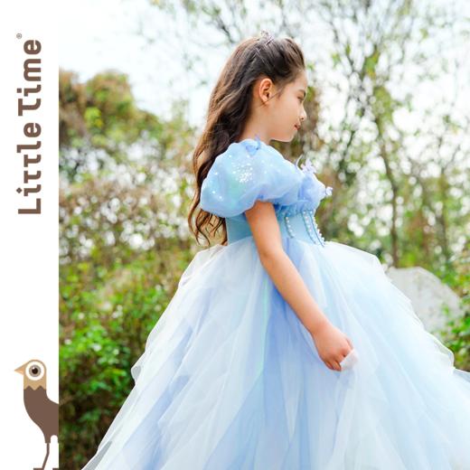 littletime女童连衣裙2024春夏新款短袖中大儿童洋气泡泡袖公主裙 商品图4