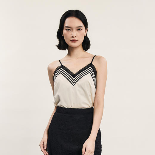 谜底细吊带内搭女2024年夏季新品复古优雅蕾丝拼接上衣242MN0702 商品图0