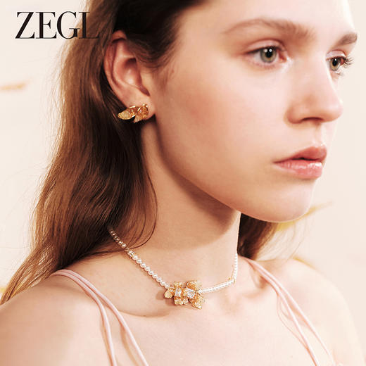 ZEGL设计师橘子花海系列人造珍珠项链女款2024新款花朵锁骨链饰品 商品图1