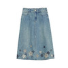 谜底牛仔半身裙2024年夏季新品复古绣花百搭高腰中长裙242MB0546 商品缩略图4