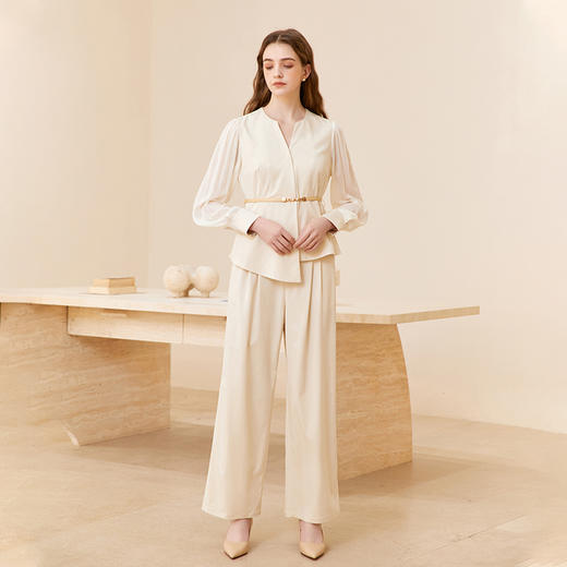 famecoco品牌职业气质套装女衬衫裤子两件套通勤正装FAC1EB002 商品图1