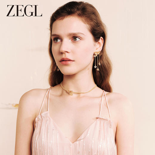 ZEGL设计师橘子花海系列流苏耳环女耳钉2024新款爆款银针蝴蝶耳饰 商品图3