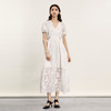 谜底提花长款连衣裙短袖2024年夏新品宫廷风V领收腰裙子242GL0524 商品缩略图0