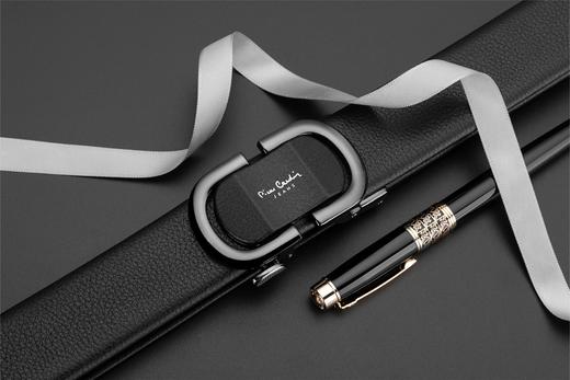 皮尔卡丹男士牛皮皮带经典大气圆圈自动扣腰带 商品图2