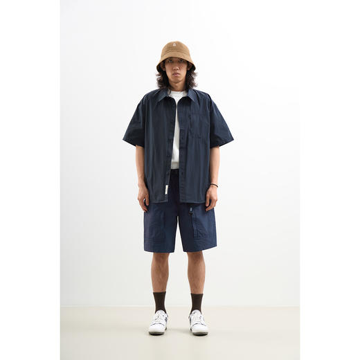 chichaqu吃茶去全棉口袋短袖衬衫宽松复古经典休闲百搭 商品图5