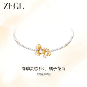 ZEGL设计师橘子花海系列人造珍珠项链女款2024新款花朵锁骨链饰品
