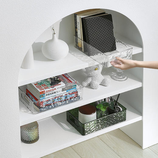 「拍1发2！轻奢收纳」透明冰川纹收纳盒 居家日用长方形轻奢塑料盒子桌面化妆品客厅收纳整理盒 商品图3