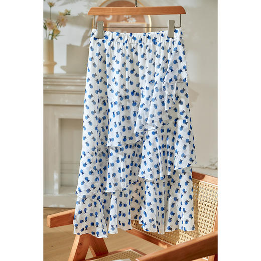 欧芮儿夏装新款高腰显瘦波点半身裙女复古中长款印花蛋糕裙 商品图1