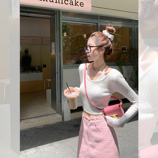 <曾小咸推荐>初秋小心机绑带挂脖设计感短款上衣 商品图0