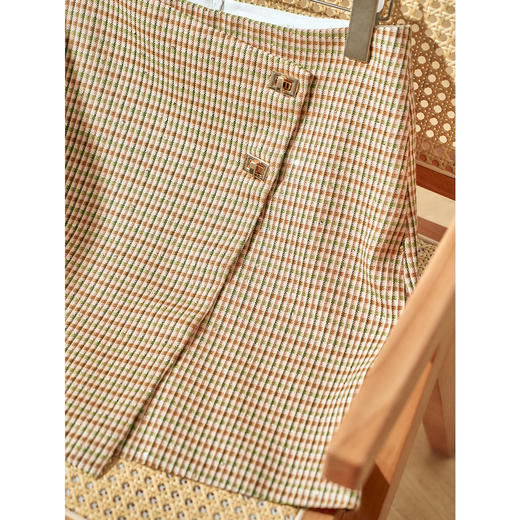 欧芮儿格子半身裙女2021新款高腰显瘦小个子短款不规则裙子 商品图1