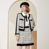 MC108斯尔丽两件套时尚格纹袖口毛边设计小香风拉链女式套装 商品缩略图0