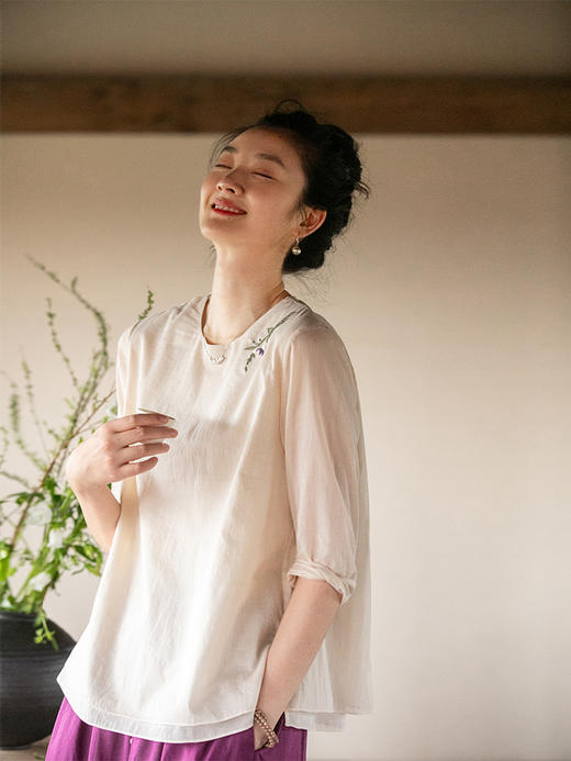 牧衣游原创双层棉质衬衫 限量福利款 樱笋年光【不支持会员折】 商品图0