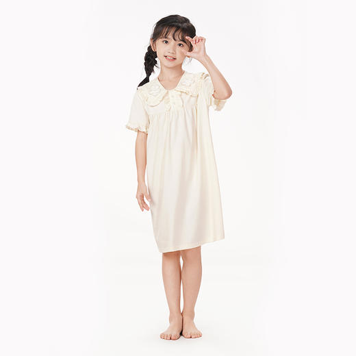 都市丽人亲情蜜语眯雅佳生活家居春夏睡衣女童凉感无尘棉家居服薄款短袖裙童装无尘棉裙装JH49A4 商品图1