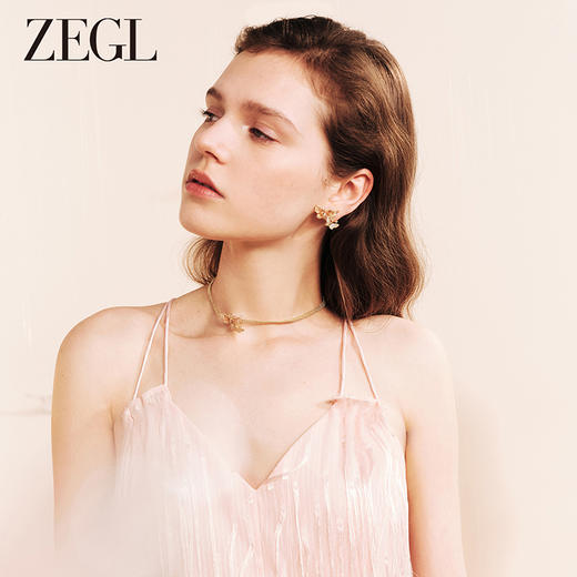 ZEGL设计师橘子花海系列蝴蝶耳环女2024新款爆款耳钉925银针耳饰 商品图2