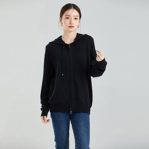 东黎 • 小山羊绒 中性风秋冬季连帽纯色宽松针织保暖连帽衫 NX-PCA2S18IM-06 商品图3