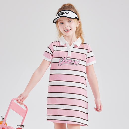 笛莎Deesha 女童连衣裙2024年新款条纹POLO连衣裙 商品图1