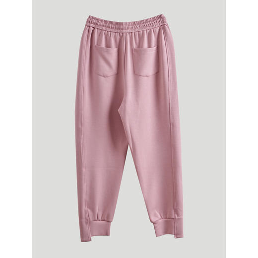 欧芮儿粉色休闲裤女新2021高腰显瘦时尚不规则设计束脚运动裤 商品图3