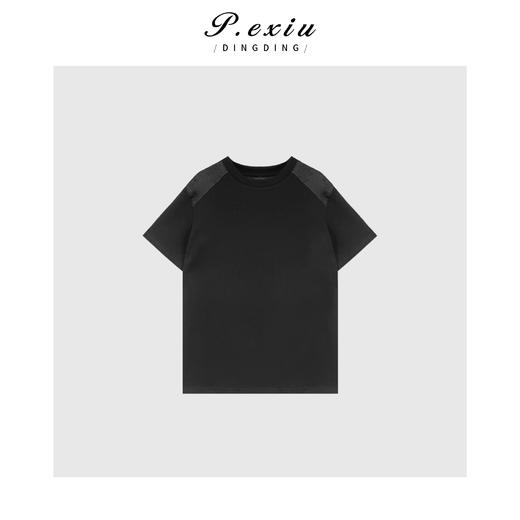 03-4潘依绣丁丁宠粉PanYiXiu/潘依绣极简风拼接设计百搭圆领短袖T恤 SH98802 商品图1