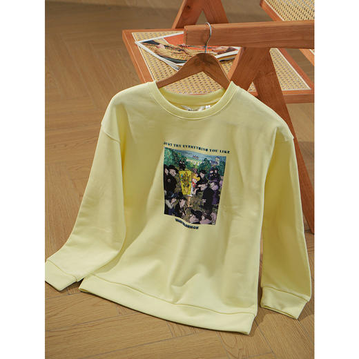 OLrain欧芮儿2025新款女秋季休闲宽松慵懒趣味抽像图案圆领卫衣 商品图0